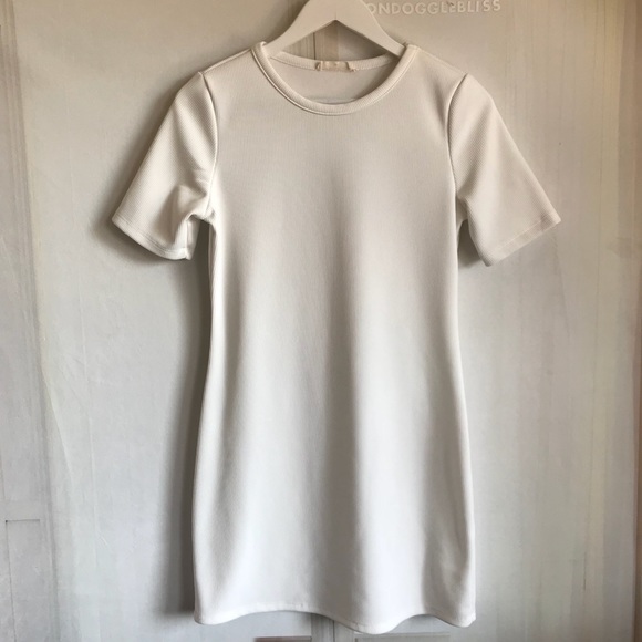 ELODIE White Ribbed Bodycon Dress - Picture 3 of 8